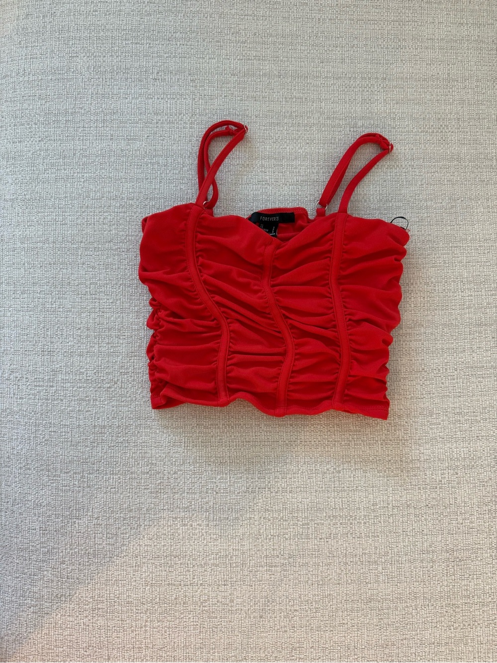 Forever 21 Red Ruched Corset Crop Top